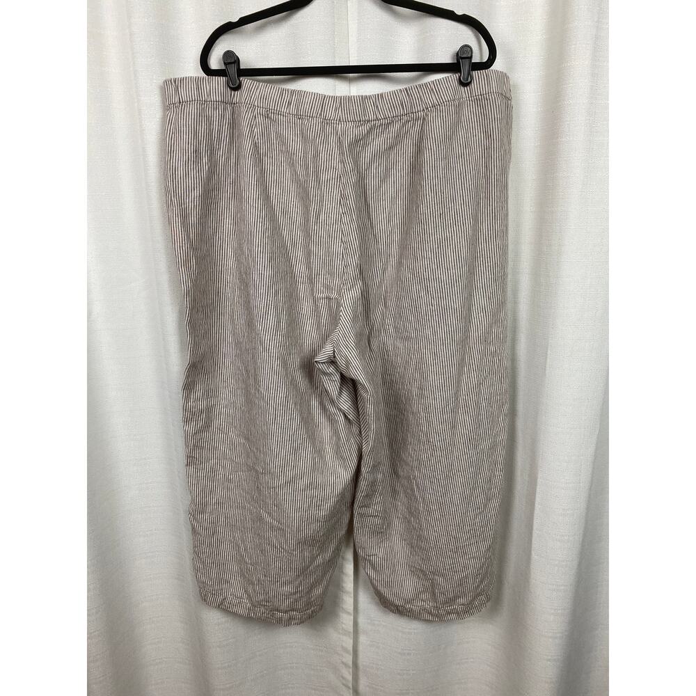 J.Jill Love Linen Cream Beige Stripe Linen Wide Leg Cropped Pants Sz.3X - Picture 7 of 11